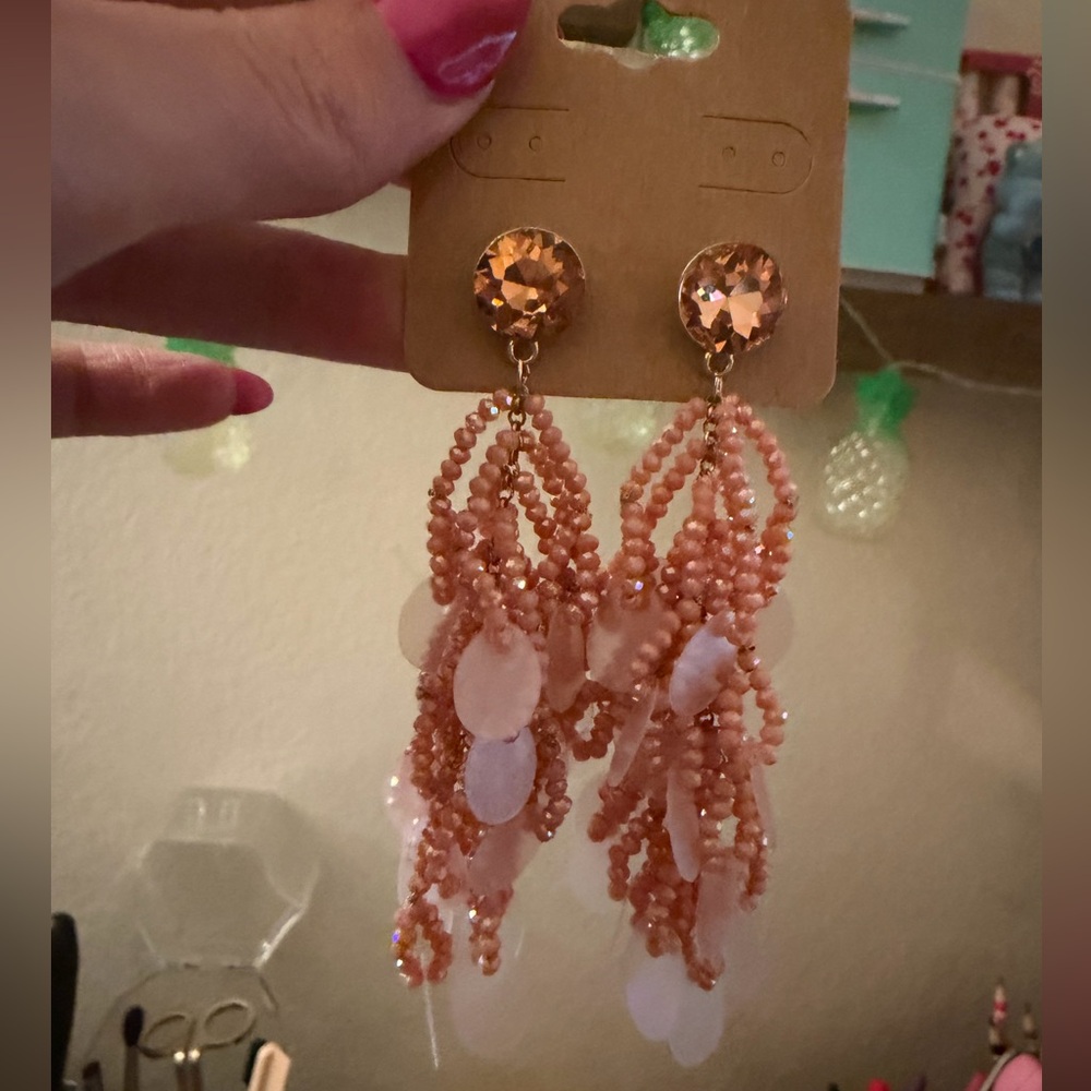 Elegant Beaded Dangle Earrings by free people